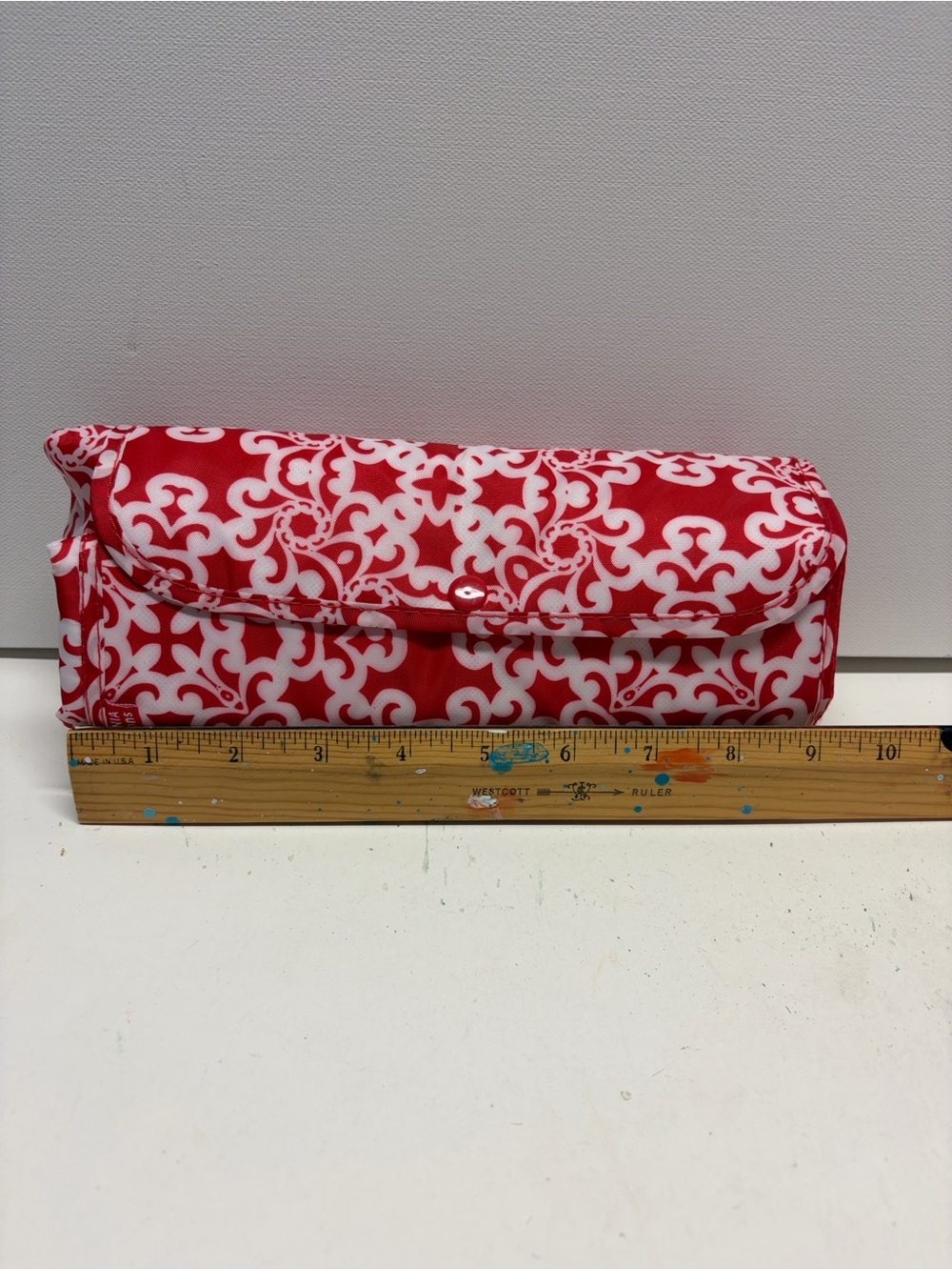 Red & White Patterned Roll-Up Pouch - Picture 4 of 13
